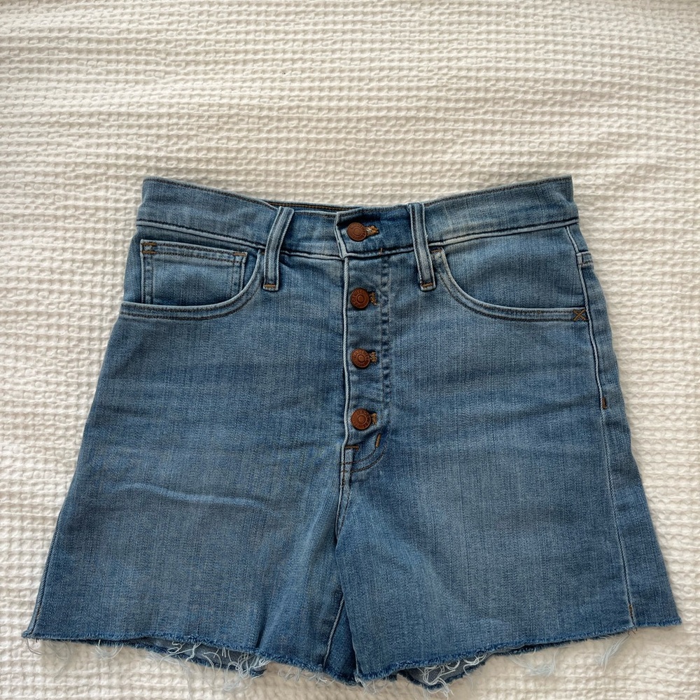 Madewell Blue Denim High-Rise Button-Front Jean Shorts